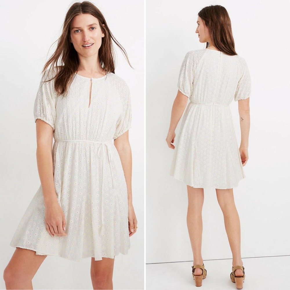 NEW Madewell EYELET TASSEL-TIE Ivory DRESS NWT  Size 6